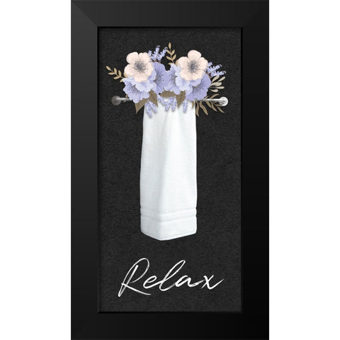 Relax Floral Towel Black Modern Wood Framed Art Print by Prime, Marcus