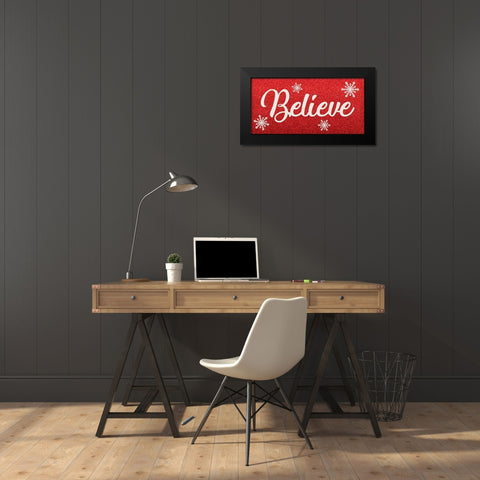 Sparkly Believe Black Modern Wood Framed Art Print by Prime, Marcus