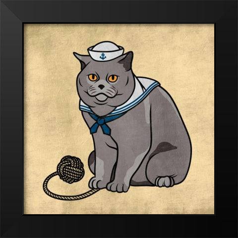 Sailor Cat Black Modern Wood Framed Art Print by Prime, Marcus