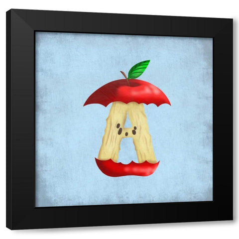 A Is For Apple Black Modern Wood Framed Art Print by Prime, Marcus