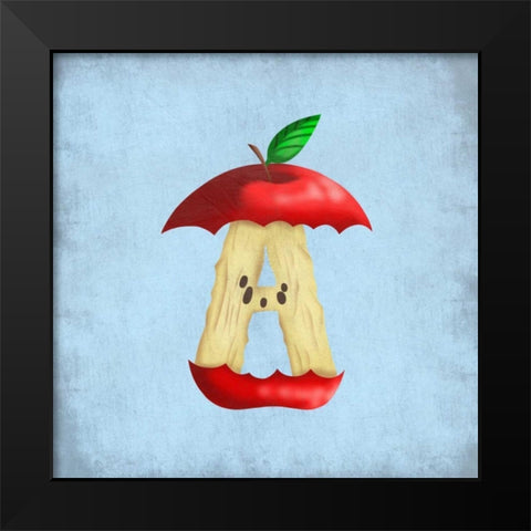 A Is For Apple Black Modern Wood Framed Art Print by Prime, Marcus