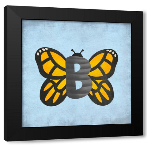 B Is For Butterfly Black Modern Wood Framed Art Print by Prime, Marcus