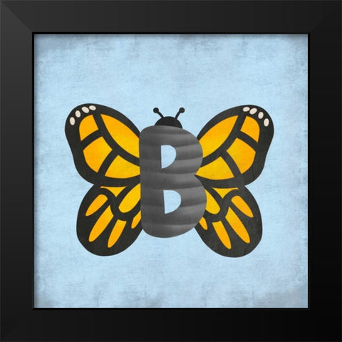 B Is For Butterfly Black Modern Wood Framed Art Print by Prime, Marcus