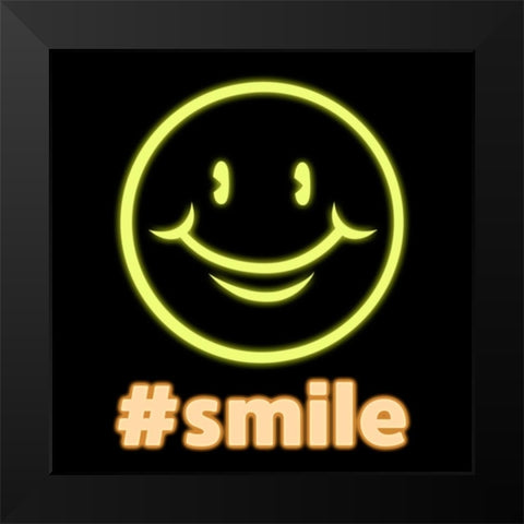 Smiley Glow Black Modern Wood Framed Art Print by Prime, Marcus
