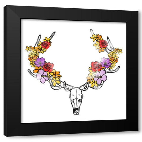 Antler Foliage Black Modern Wood Framed Art Print with Double Matting by Prime, Marcus