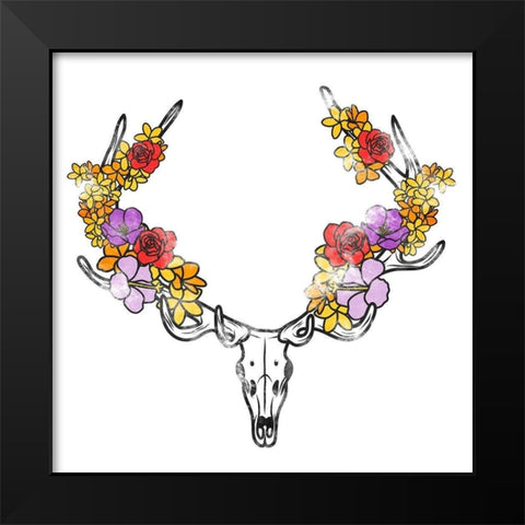Antler Foliage Black Modern Wood Framed Art Print by Prime, Marcus