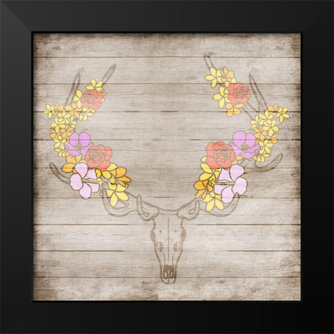 Antler Wooden Foliage Black Modern Wood Framed Art Print by Prime, Marcus