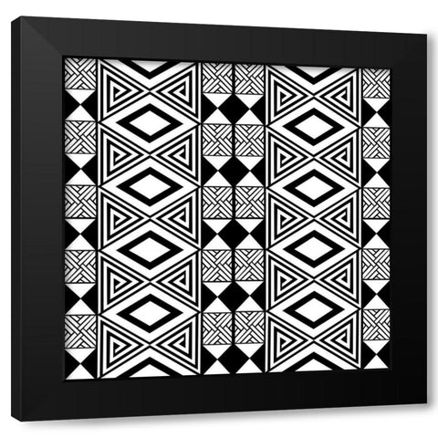Bogolan Squared 1 Black Modern Wood Framed Art Print with Double Matting by Prime, Marcus
