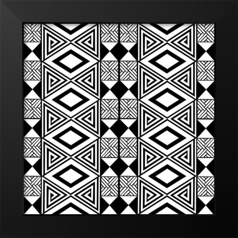 Bogolan Squared 1 Black Modern Wood Framed Art Print by Prime, Marcus