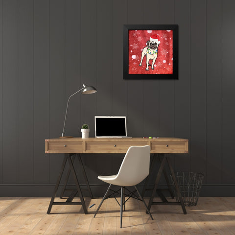 Pug Cheer Black Modern Wood Framed Art Print by Prime, Marcus