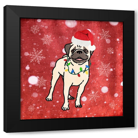 Pug Cheer Black Modern Wood Framed Art Print by Prime, Marcus