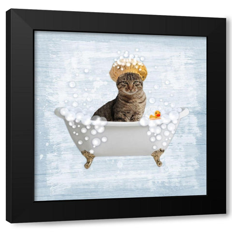 Fun Kitty Bath 2 Black Modern Wood Framed Art Print by Prime, Marcus