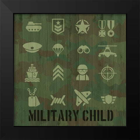 Military Child Black Modern Wood Framed Art Print by Prime, Marcus