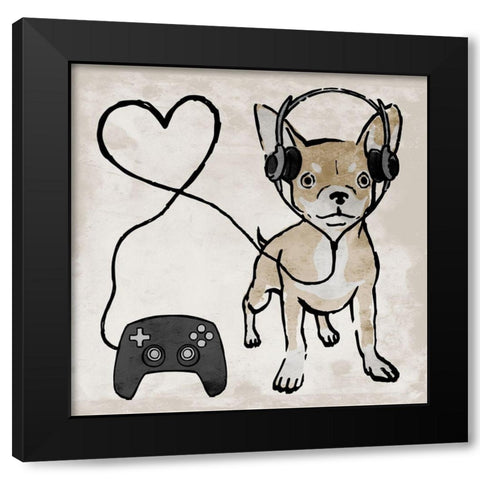 Gaming Chihuahua Black Modern Wood Framed Art Print by Prime, Marcus
