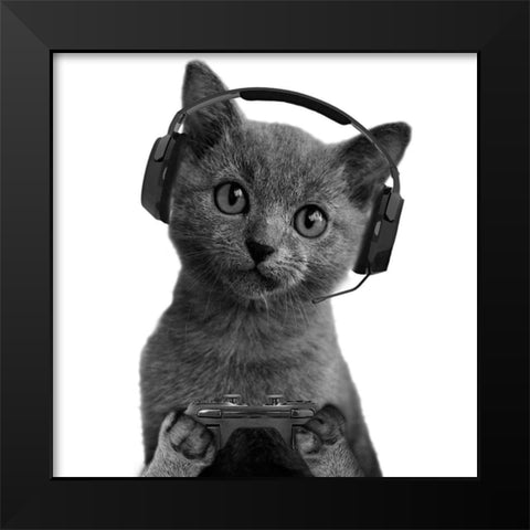 Gaming Cuteness Black Modern Wood Framed Art Print by Prime, Marcus
