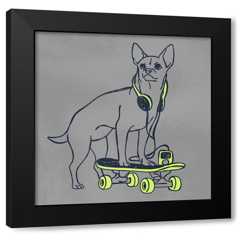 Skateboarding Stewie Black Modern Wood Framed Art Print by Prime, Marcus