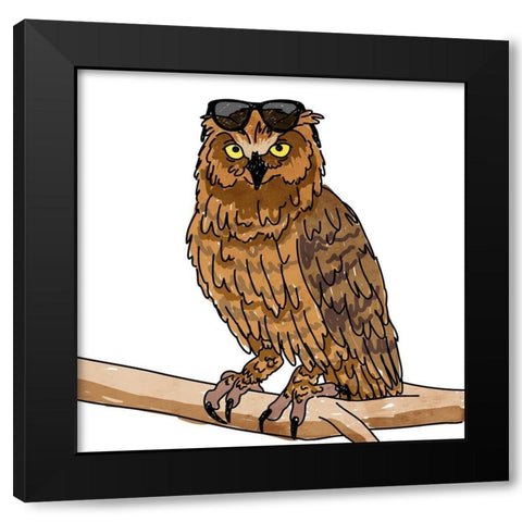 Cool Owl Black Modern Wood Framed Art Print by Prime, Marcus