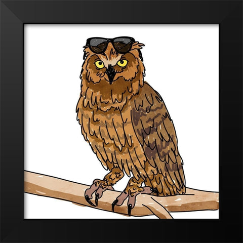Cool Owl Black Modern Wood Framed Art Print by Prime, Marcus