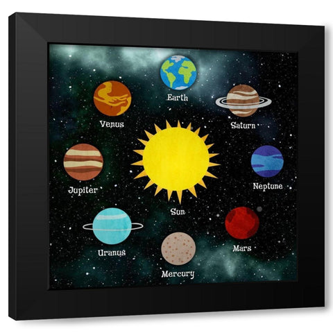 Solar System Black Modern Wood Framed Art Print by Prime, Marcus