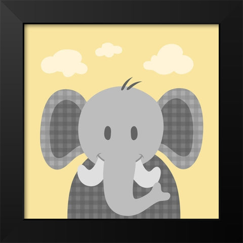 Funky Elephant Black Modern Wood Framed Art Print by Prime, Marcus