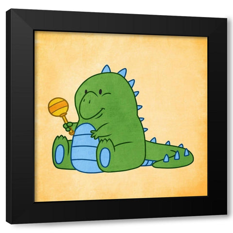 Playful Dino Black Modern Wood Framed Art Print with Double Matting by Prime, Marcus