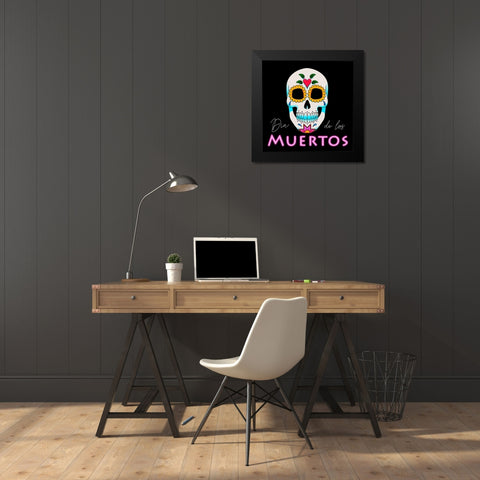 Dia De Los Muertos Black Modern Wood Framed Art Print by Prime, Marcus