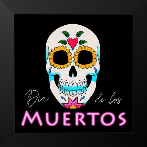 Dia De Los Muertos Black Modern Wood Framed Art Print by Prime, Marcus