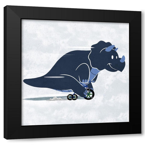 Racing Dino 1 Black Modern Wood Framed Art Print by Prime, Marcus