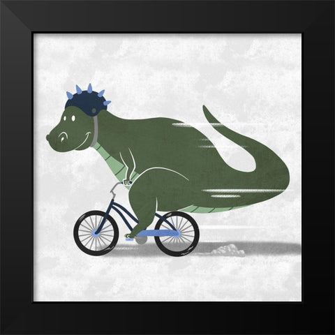 Racing Dino 2 Black Modern Wood Framed Art Print by Prime, Marcus