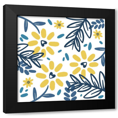 Flower Pattern 1 Black Modern Wood Framed Art Print with Double Matting by Prime, Marcus