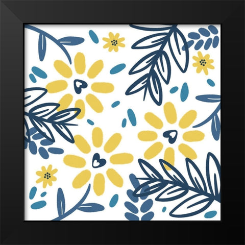 Flower Pattern 1 Black Modern Wood Framed Art Print by Prime, Marcus