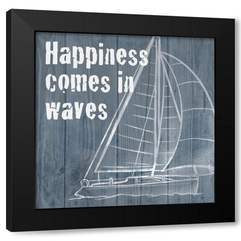 Happy Waves 1 Black Modern Wood Framed Art Print by Prime, Marcus