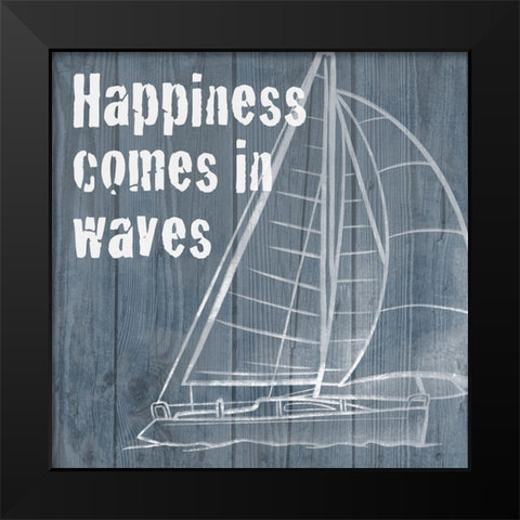 Happy Waves 1 Black Modern Wood Framed Art Print by Prime, Marcus