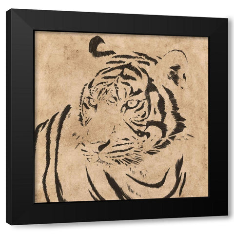 Parchment Tiger 1 Black Modern Wood Framed Art Print by Prime, Marcus