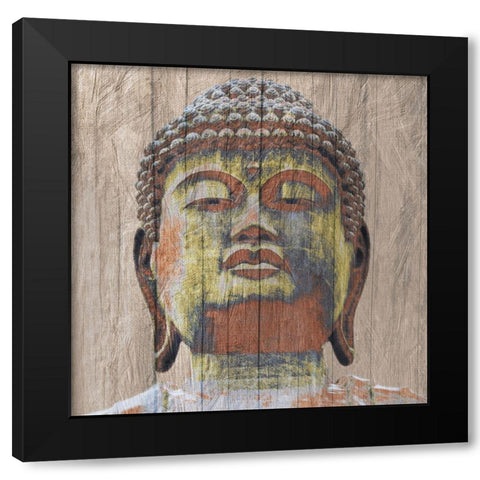 Wooden Painted Buddha Square Black Modern Wood Framed Art Print with Double Matting by Prime, Marcus