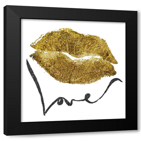 Love Lips Glitter Black Modern Wood Framed Art Print by Prime, Marcus