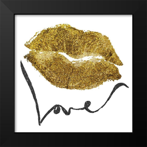 Love Lips Glitter Black Modern Wood Framed Art Print by Prime, Marcus