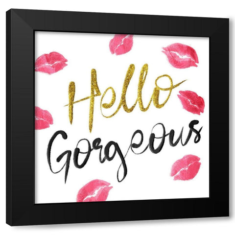 Hello Glitter Kiss Black Modern Wood Framed Art Print by Prime, Marcus