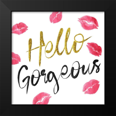 Hello Glitter Kiss Black Modern Wood Framed Art Print by Prime, Marcus