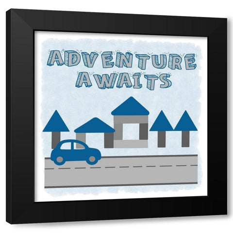 Adventure Awaits Black Modern Wood Framed Art Print by Prime, Marcus