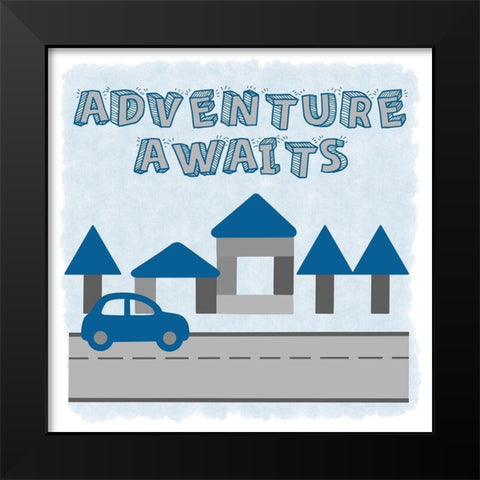 Adventure Awaits Black Modern Wood Framed Art Print by Prime, Marcus
