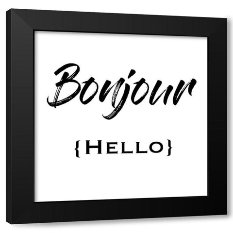 French Hello Black Modern Wood Framed Art Print by Prime, Marcus