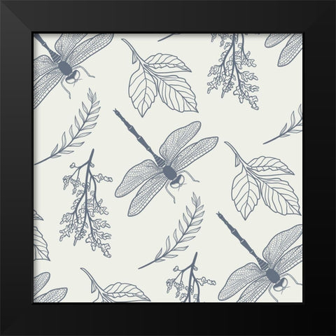 Dragonfly Pattern Black Modern Wood Framed Art Print by Prime, Marcus