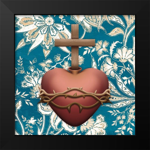 Sacred Heart Black Modern Wood Framed Art Print by Prime, Marcus