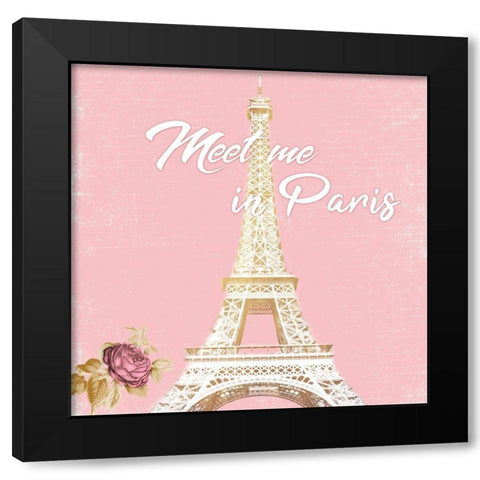 Meet In Paris Black Modern Wood Framed Art Print with Double Matting by Prime, Marcus