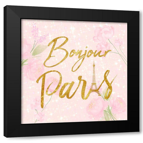 Bonjour Paris Black Modern Wood Framed Art Print with Double Matting by Prime, Marcus