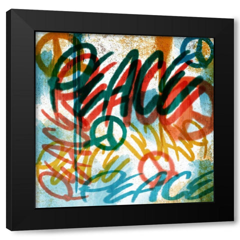 Peace Graffiti Black Modern Wood Framed Art Print by Prime, Marcus