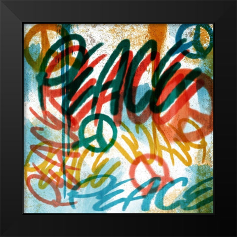 Peace Graffiti Black Modern Wood Framed Art Print by Prime, Marcus