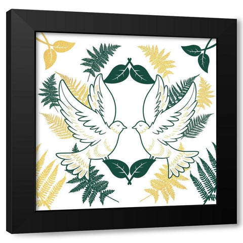 Loving Doves Black Modern Wood Framed Art Print by Prime, Marcus