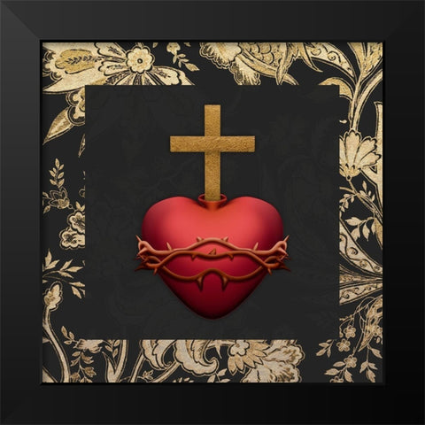 Gold Surrounded Heart Black Modern Wood Framed Art Print by Prime, Marcus
